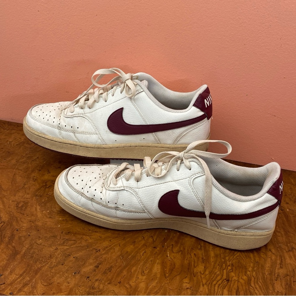 Nike Men's  Size 12 Court Vision Low Next Nature Sail Dark Beetroot FB8942-133